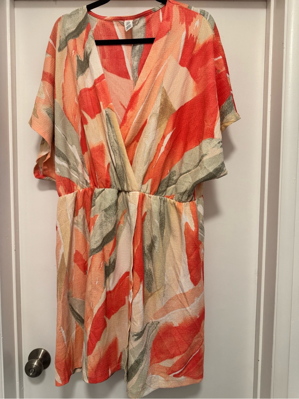 H&M Women’s Coral & Cream Surplice Waist Dress